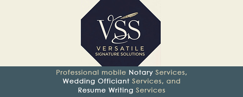 professional mobile notary services, wedding officiant services, and resume writing services